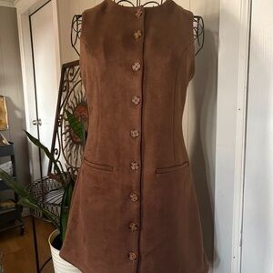 H&M Chocolate Brown Button-Up Strapless Dress